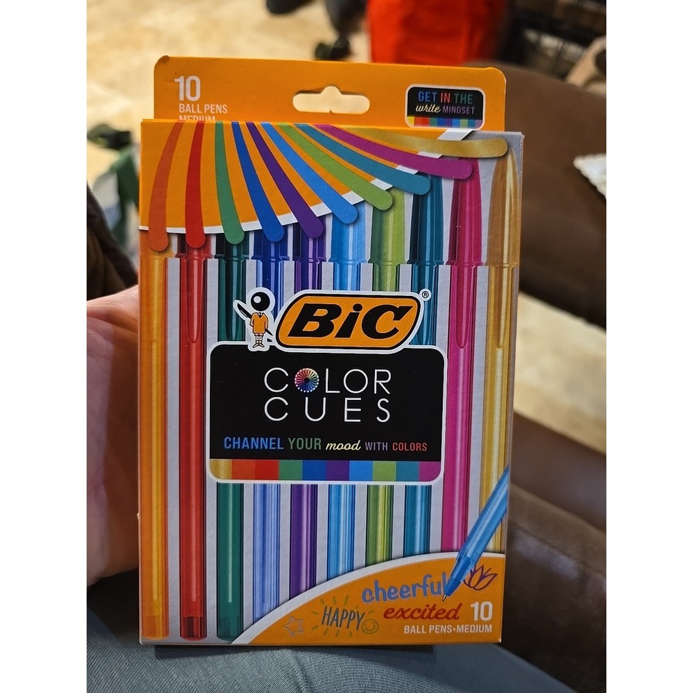 BIC: Color Cue Ball Pens, Medium Point, Assorted Colors 1 Package of 10 New